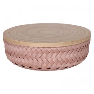 ronde mand met houten deksel copper blush